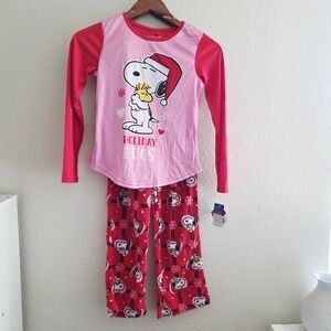 PEANUTS Girls 7/8  Holiday Snoopy Christmas Pajama Set